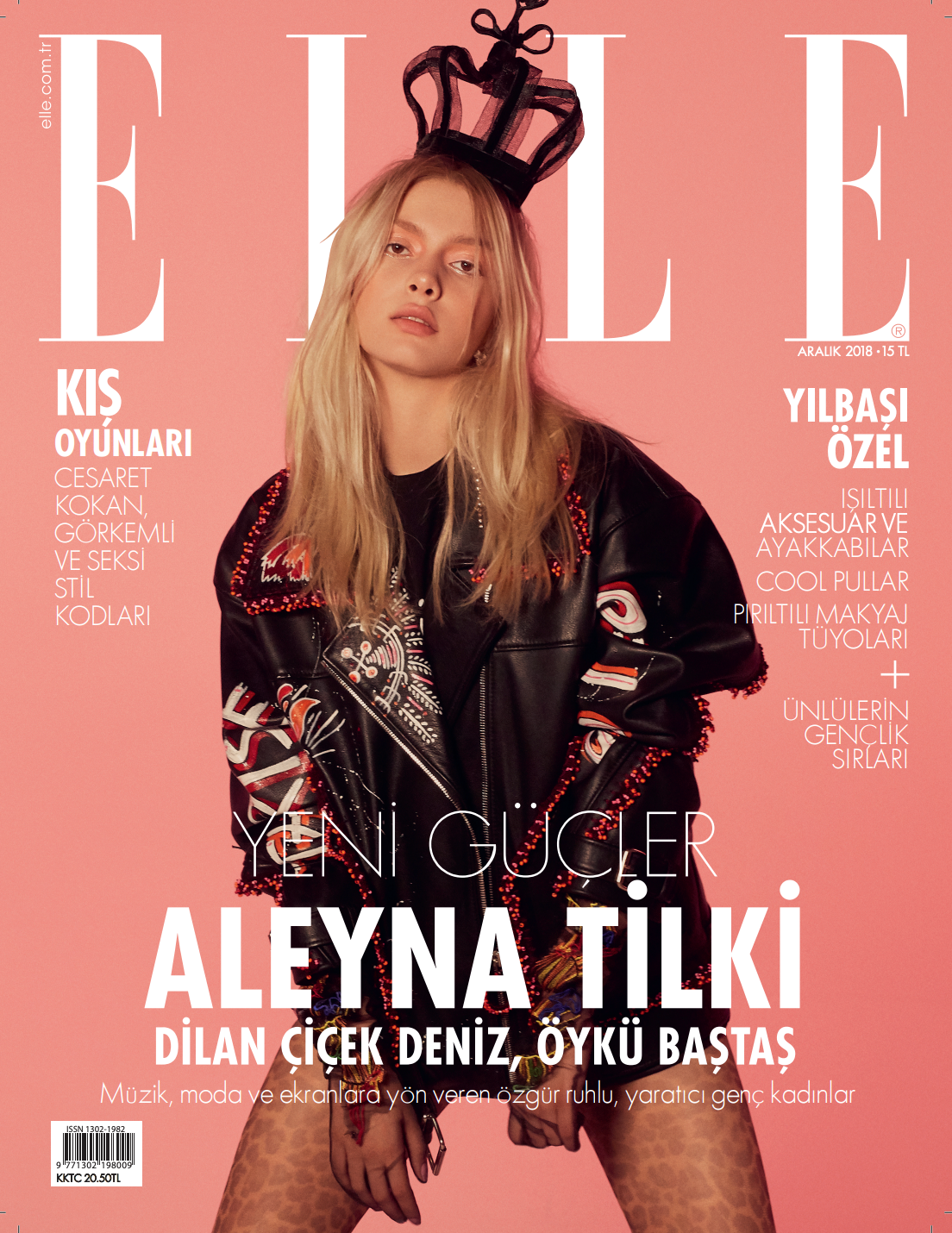 Aleyna Tilki killing it in Zeynep Tosun leather jacket for Elle December cover story