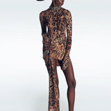 Logo Tulle Body in Leopard