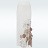 3-D Flower Midi Skirt