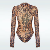 Logo Tulle Body in Leopard